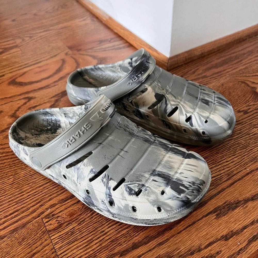 Rugged Shark Mens Grey Black Marble Clogs Slip On Water Shoes MNRS23SG736 9 NEW